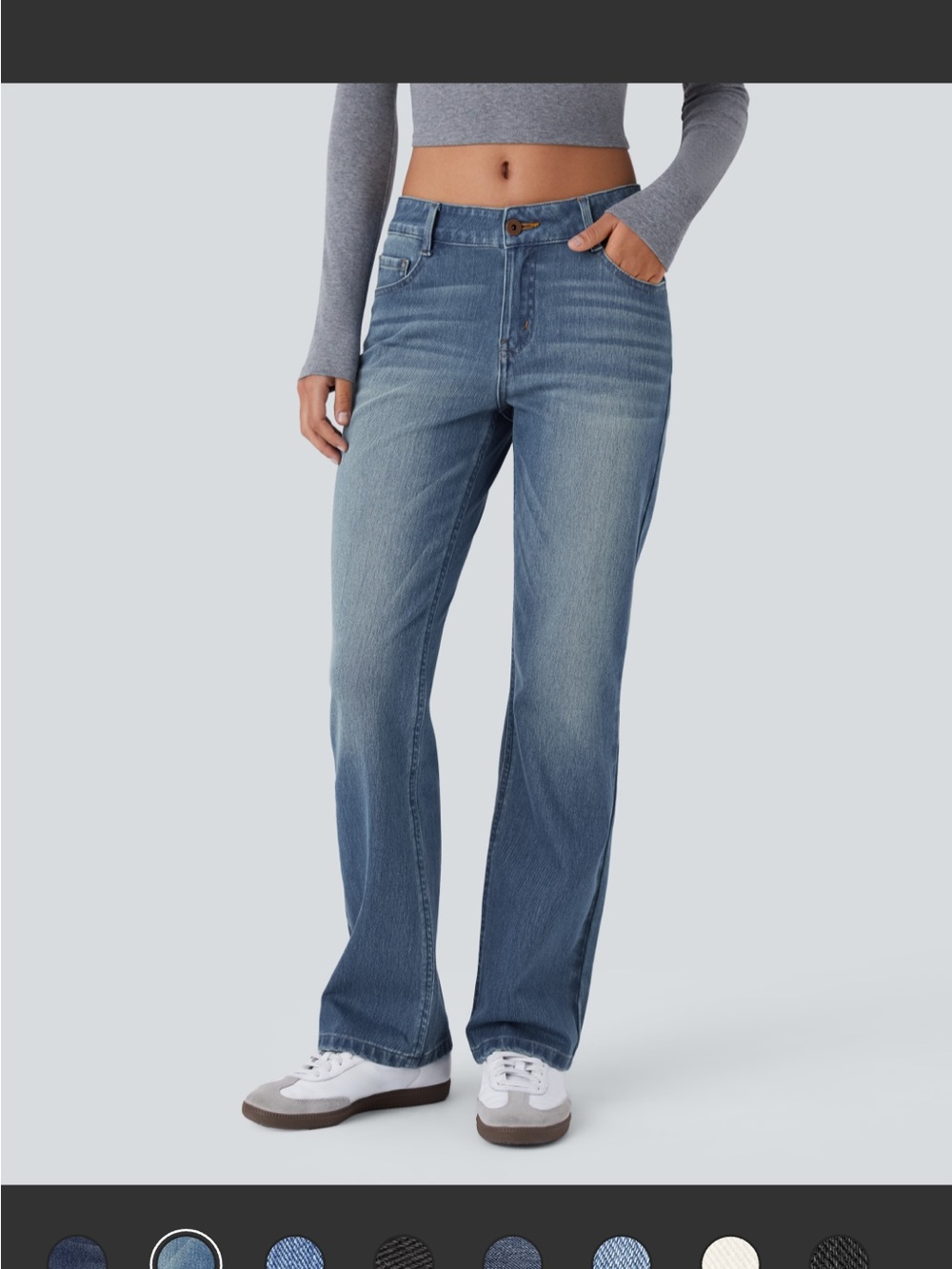 HALARA Flex Women's Low Rise Bootcut Jeans in Light Azure Blue Denim